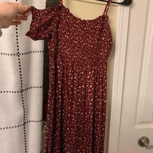 cute country maroon dress with off the shoulder sleeves as shown! XL size